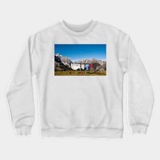 Laundry on the mountain pasture Crewneck Sweatshirt